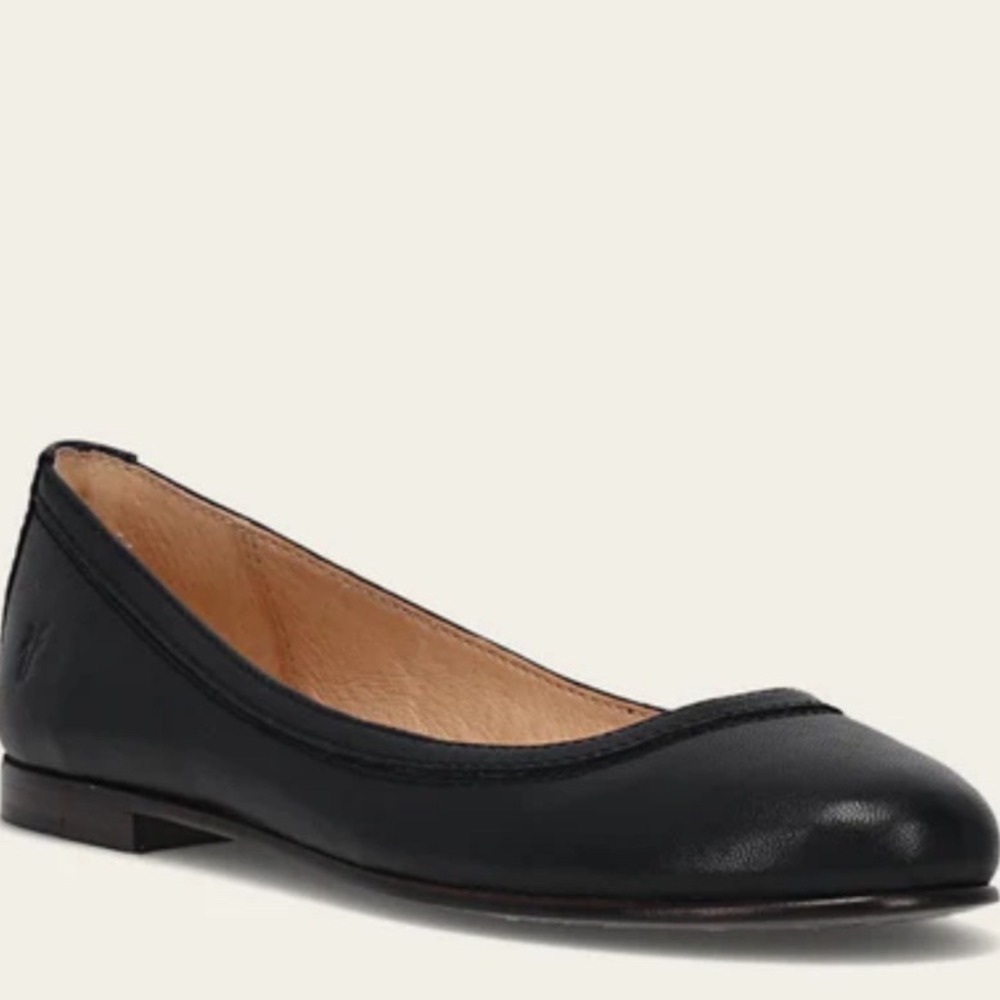 Frye Carson Black Leather Ballet Flats  Women's Size 11M $150